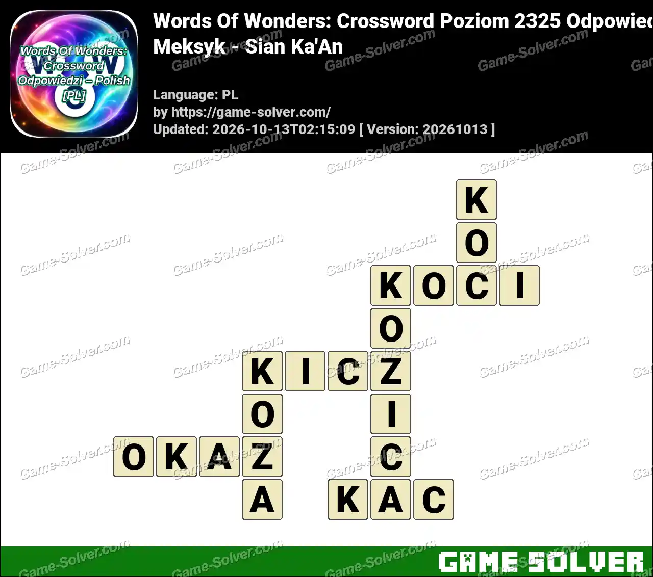 Words Of Wonders: Crossword Poziom 2325 Odpowiedzi – Meksyk – Sian Ka’An